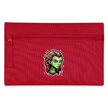 Femme extraterrestre verte - Style de tatouage de science-fiction - Trousse - rouge - Devant