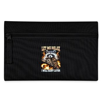 Tired Sleeping Raccoon Meme, Let Me Relax - Pencil Case - black - Front