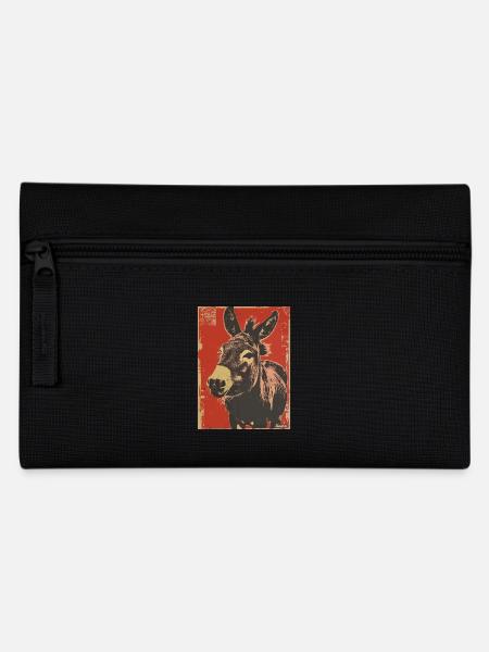 Retro Esel – Vintage Tiermotiv - Federtasche - Schwarz