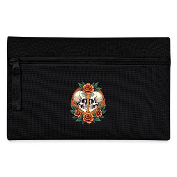 Skulls & Flowers Dark Aesthetic Floral - Federtasche - Schwarz - Vorne
