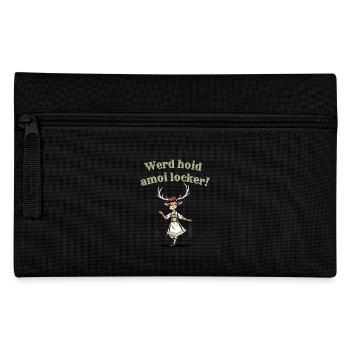 Bayrischer Spruch Werd hoid amoi locker Hirsch - Federtasche - Schwarz - Vorne