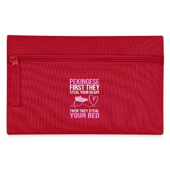 Pekinese Hund - Federtasche - Rot - Vorne
