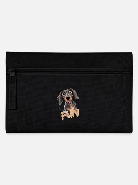 Cheerful Dachshund with Text Fun - Pencil Case - black