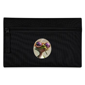 Cartoon frog smoking weed: Psychedelic croak - Pencil Case - black - Front