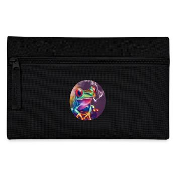 Stoned Frosch: Cannabis, Kiffen, Quak & Trippy - Federtasche - Schwarz - Vorne