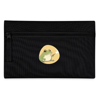 Kiffender Frosch - Chilliger Grasraucher - Federtasche - Schwarz - Vorne