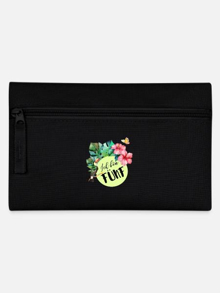 Ich bin fünf – blumiger 5. Geburtstag - Federtasche - Schwarz