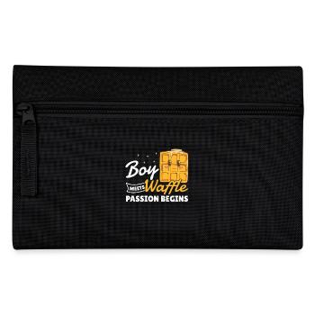 Waffles Boy Gift Boy Waffle Passion Begins - Pencil Case - black - Front