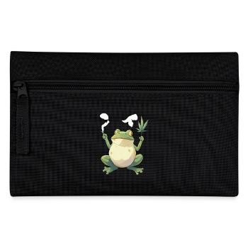 Frosch mit Joint und Cannabisblatt - Weed Frosch - Federtasche - Schwarz - Vorne