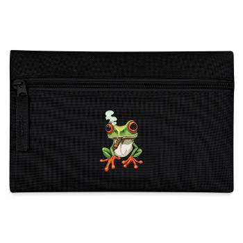 Frosch mit Zigarre im Mund - Weed Frosch Design - Federtasche - Schwarz - Vorne