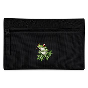 Frosch auf Cannabisblatt mit Joint - Weed Frosch - Federtasche - Schwarz - Vorne