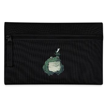 Dicker Frosch mit Cannabisblatt - Weed Frosch - Federtasche - Schwarz - Vorne