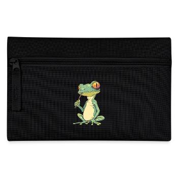 Frosch mit Joint im Mund - Weed Frosch Design - Federtasche - Schwarz - Vorne