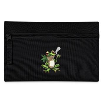 Frosch mit Joint und Cannabisblatt - Weed Frosch D - Federtasche - Schwarz - Vorne