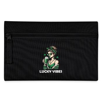 St. Patrick's Day Lucky Vibes Woman With Beer - Pencil Case - black - Front