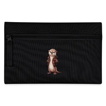 Loutre cool avec veste en cuir illustration art - Trousse - noir - Devant