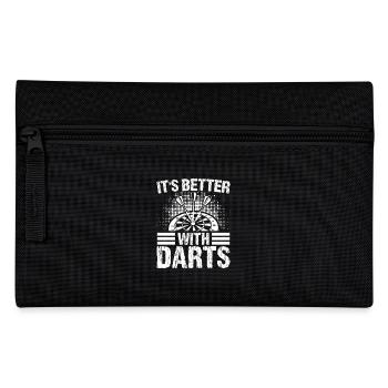 Dart Dartspieler Dartspiel Herren - Federtasche - Schwarz - Vorne