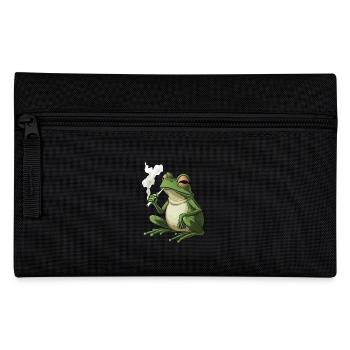 Frosch mit Zigarette im Mund - Weed Frosch Design - Federtasche - Schwarz - Vorne