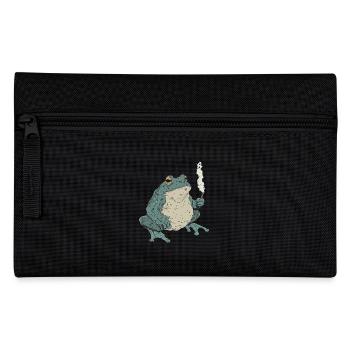 Dicker Frosch mit Zigarette - Weed Frosch Design - Federtasche - Schwarz - Vorne