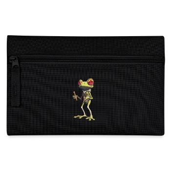 Frosch mit Joint und roten Augen - Weed Frosch - Federtasche - Schwarz - Vorne