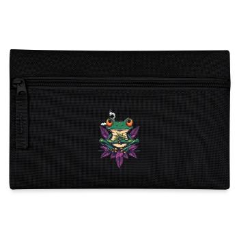 Frog with Joint and Cannabis Leaf - Weed Frog - Pencil Case - black - Front