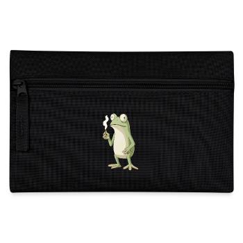 rosch mit Zigarette und großen Augen - Weed Frosch - Federtasche - Schwarz - Vorne