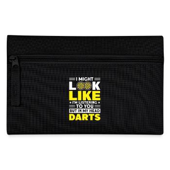 Dart Dartspieler Dartspiel Herren - Federtasche - Schwarz - Vorne