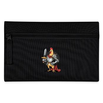 Tapferer Hahn-Ritter in mittelalterlicher Rüstung - Federtasche - Schwarz - Vorne