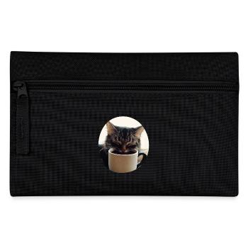 Sleeping cat with coffee cup - Pencil Case - black - Front