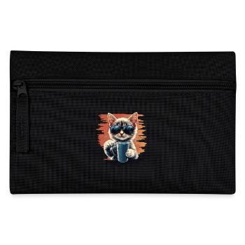 Cool cat with sunglasses & coffee - Pencil Case - black - Front