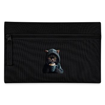 Mystical Cat with Hoodie & Coffee - Pencil Case - black - Front