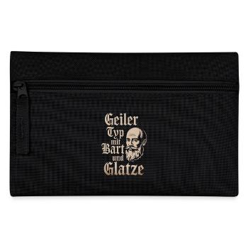 guy with beard & bald head beard wearer - Pencil Case - black - Front