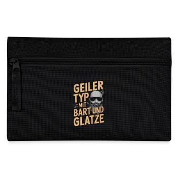 guy with beard & bald head beard wearer - Pencil Case - black - Front