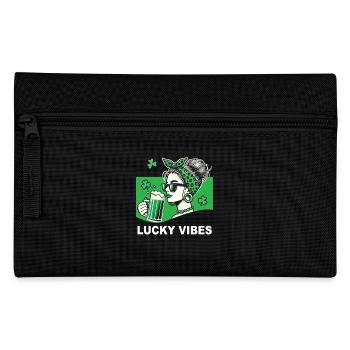 St. Patrick's Day Lucky Vibes Kleeblatt - Federtasche - Schwarz - Vorne