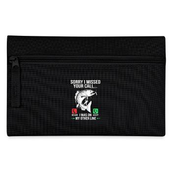 Forelle Angelhaken Angelrute Angler Anglerfisch - Federtasche - Schwarz - Vorne