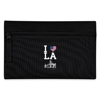 J’aime LA Golden Gate Bridge Cool Heart Flag Jeu de mots - Trousse - noir - Devant