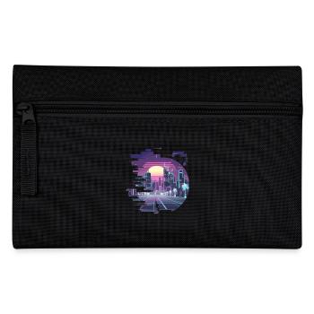 Futuristic Neon City Skyline at - Pencil Case - black - Front