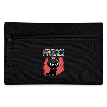 Genervte Katze & Buntstifte – Schulstart Hölle - Federtasche - Schwarz - Vorne