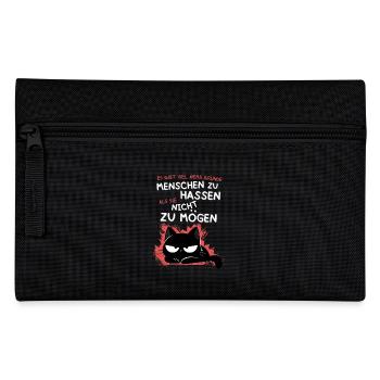 Schwarze Katze hasst Menschen – Zynisch & Lustig - Federtasche - Schwarz - Vorne