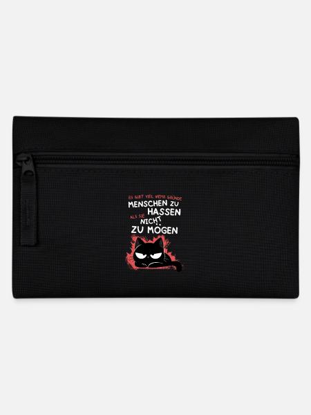 Schwarze Katze hasst Menschen – Zynisch & Lustig - Federtasche - Schwarz