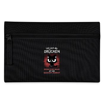 Gegen die Wand mit Gesicht zuerst - Katze sagt's. - Federtasche - Schwarz - Vorne