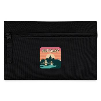 Hungary silhouette with chain bridge and parliament - Pencil Case - black - Front