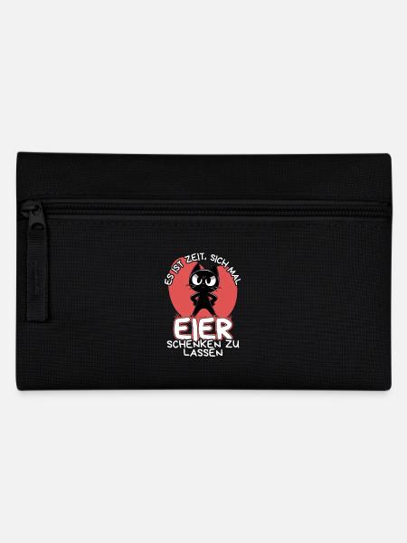 Zeit für Eier – Katze mit Haltung und Ansage - Federtasche - Schwarz