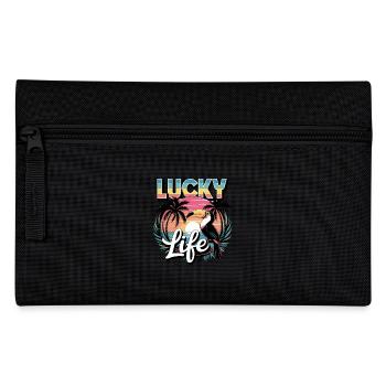 Lucky Life Tropical Paradise with Sunset - Pencil Case - black - Front