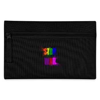 STOP WAR – NO WAR - PEACE in rainbow colours - Pencil Case - black - Front