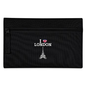 I Love London Eiffel Tower Cool Heart Flag England - Pencil Case - black - Front