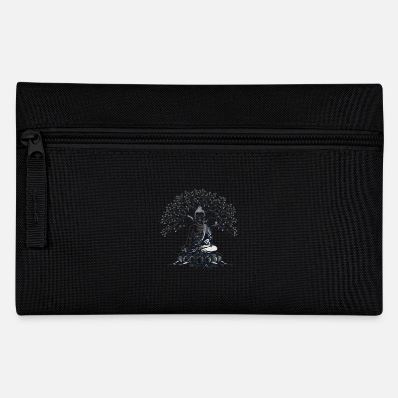Buddha Meditation unter Bodhgaya Bodhi Baum - Federtasche - Schwarz