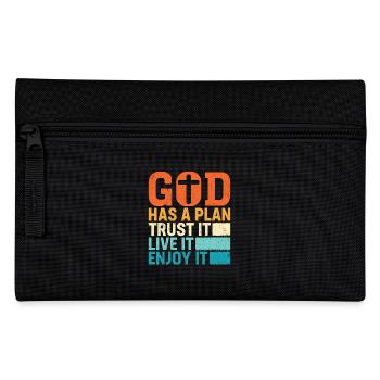 God Has A Plan Trust It Love It Enjoy It - Federtasche - Schwarz - Vorne