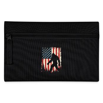 Bigfoot Patriot Sasquatch USA Flag America - Pencil Case - black - Front
