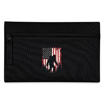 Bigfoot Patriot Sasquatch USA Flag America - Pencil Case - black - Front